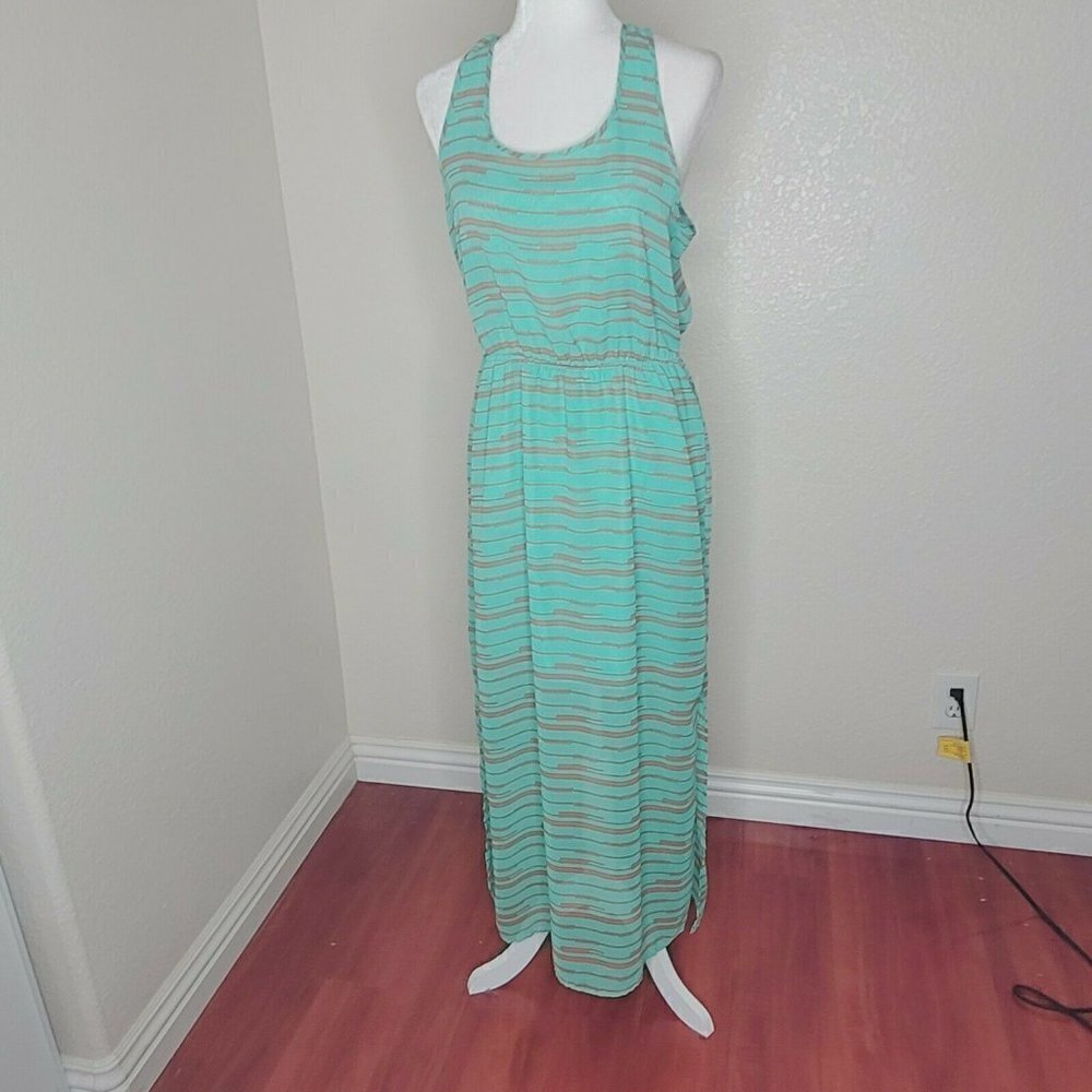Olive & Oak Mint Green Printed Racerback Maxi Dress Size Medium